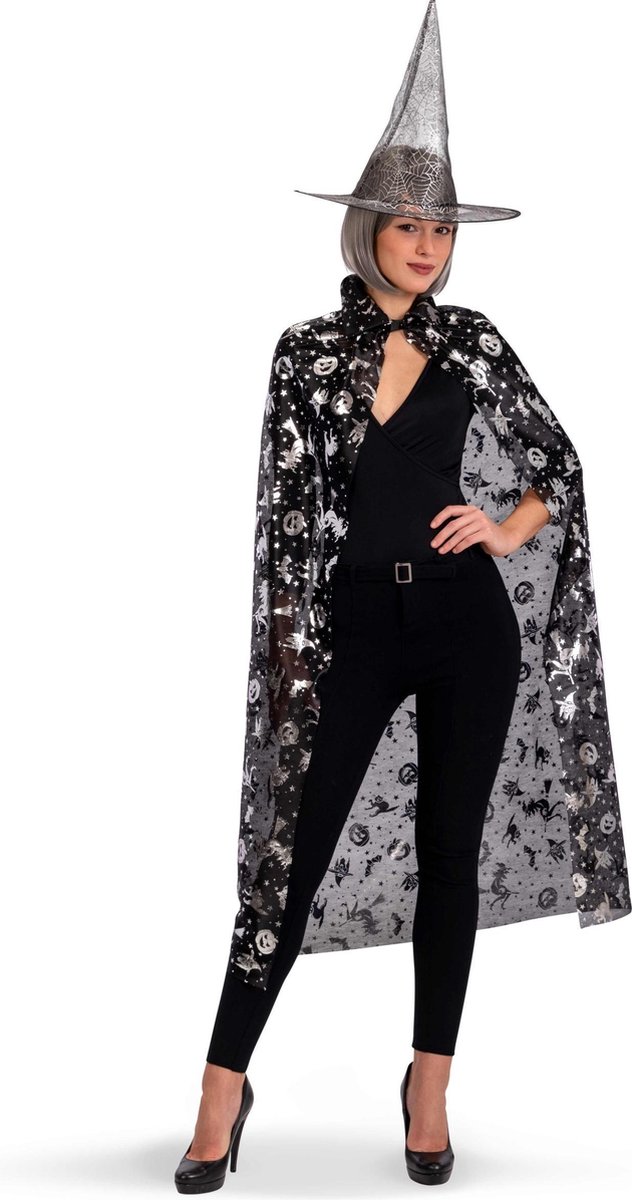 CARNIVAL TOYS - Zwarte en zilverkleurige heksen set voor vrouwen - Accessoires > Supporter Kit